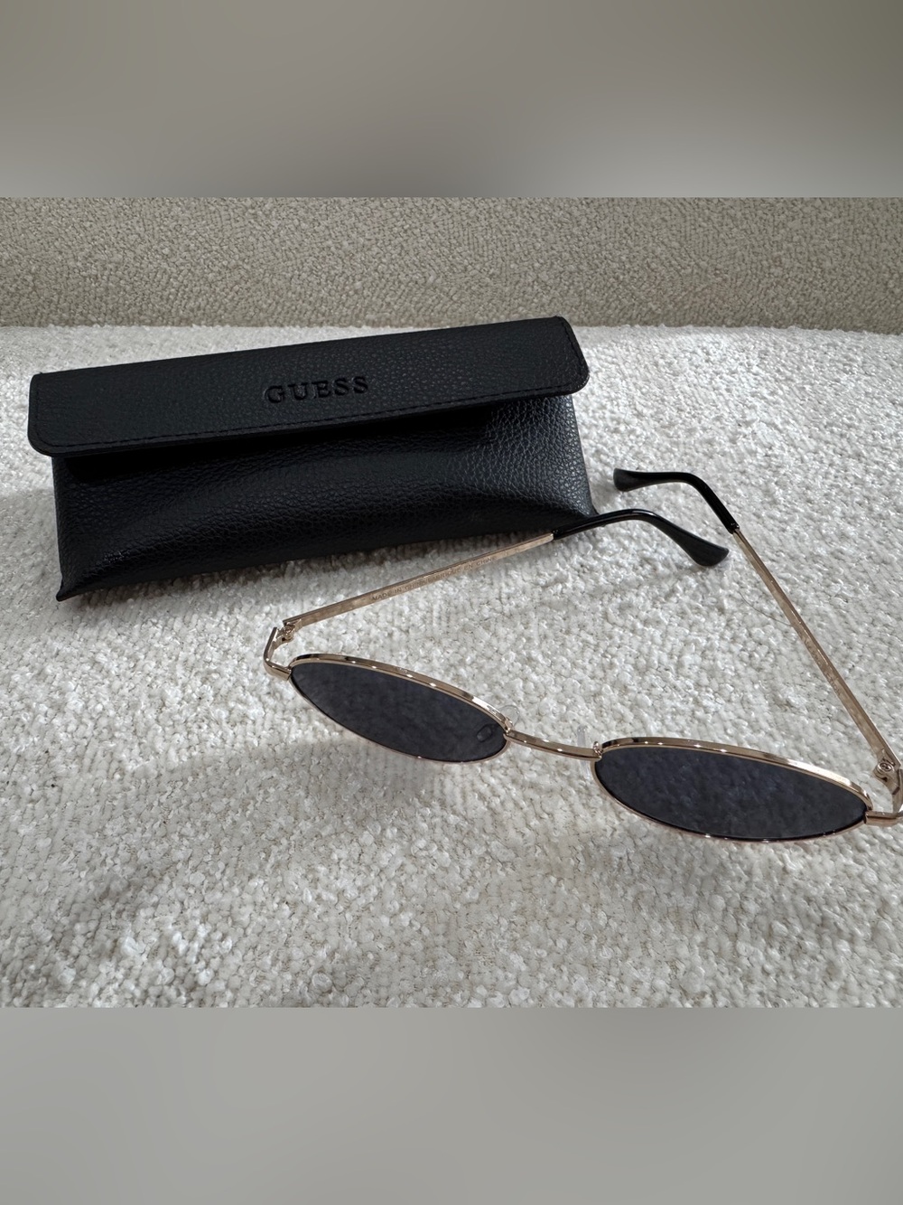 GUESS Gold-Frame Sunglasses with Black Lenses